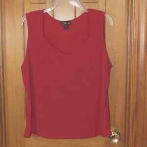 Clara S Red Knit Tank V-Neckline